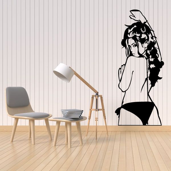 Image of Woman in Bikini Bottoms Looking Back Decal