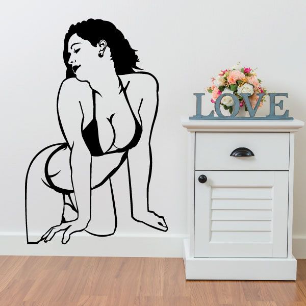 Black bikini woman wall decal silhouette