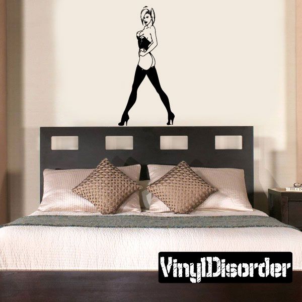 Image of Woman in Cupless Corset Walking Decal