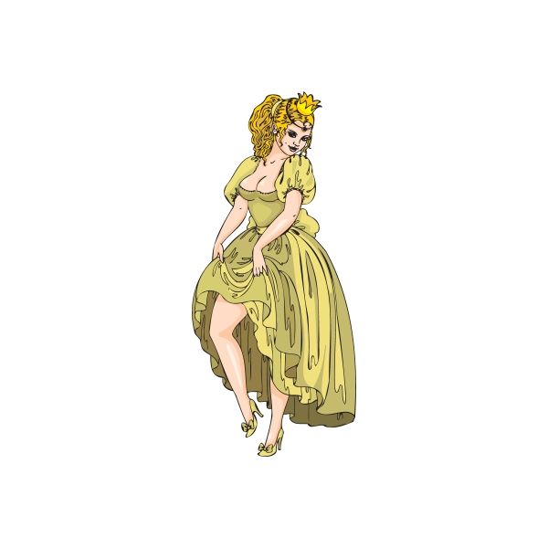 Green dress woman sticker, sleeveless bodice and layered skirt