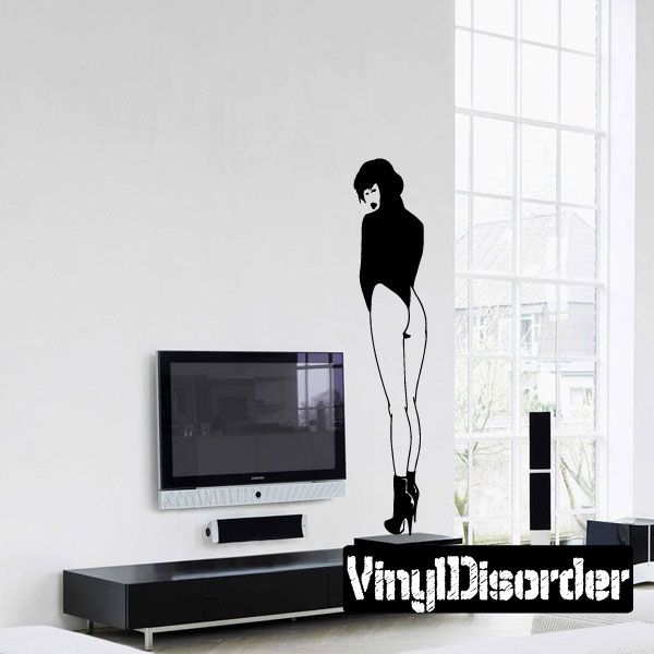 Black woman silhouette leotard and heels decal