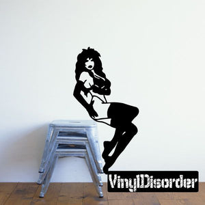 Black woman lingerie and gloves wall decal silhouette