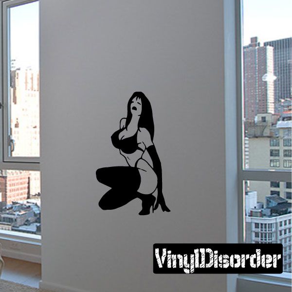 Black lingerie and heels woman silhouette wall decal