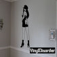 Woman short dress and heels wall decal, black silhouette of heels and long hair