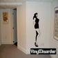Woman in short sleeveless dress wall decal, black silhouette