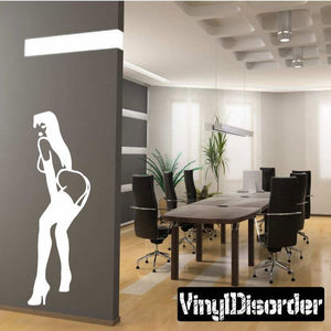 Dancing woman thigh-high heels wall decal silhouette