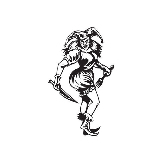 Image of Woman Jester with Fork and Knife Decal