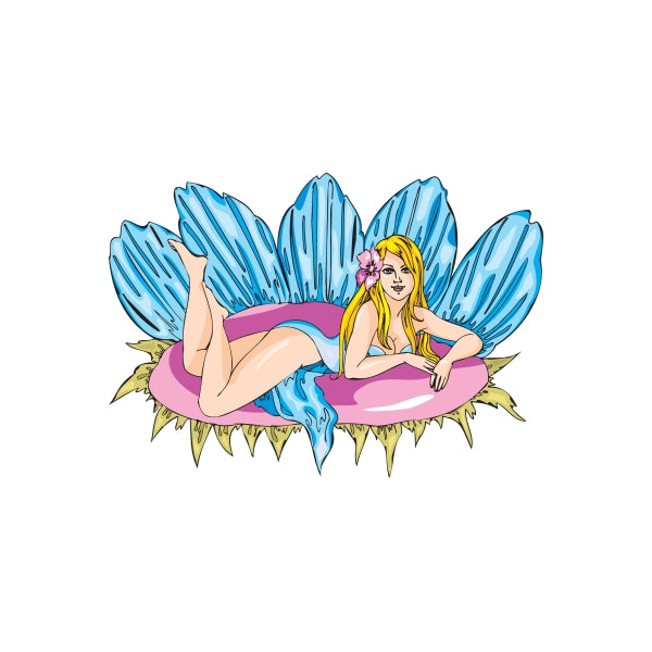 Image of Woman Laying in Flower Sticker