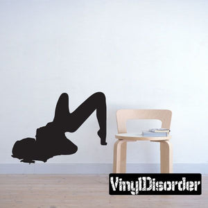 Woman raising hips silhouette wall decal, black