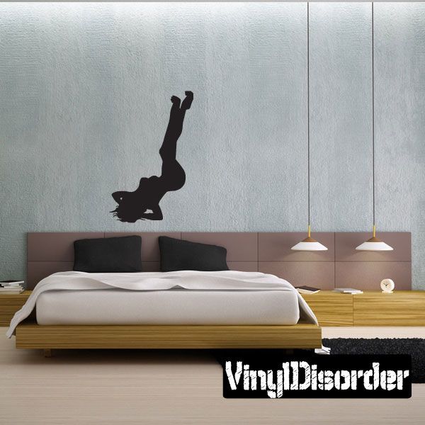 Pinup woman raising legs silhouette vinyl decal