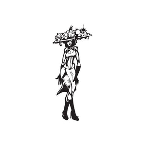 Woman wall decal silhouette wearing fruit-filled hat
