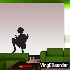 Black woman silhouette vinyl wall decal with raised jazz hands pose