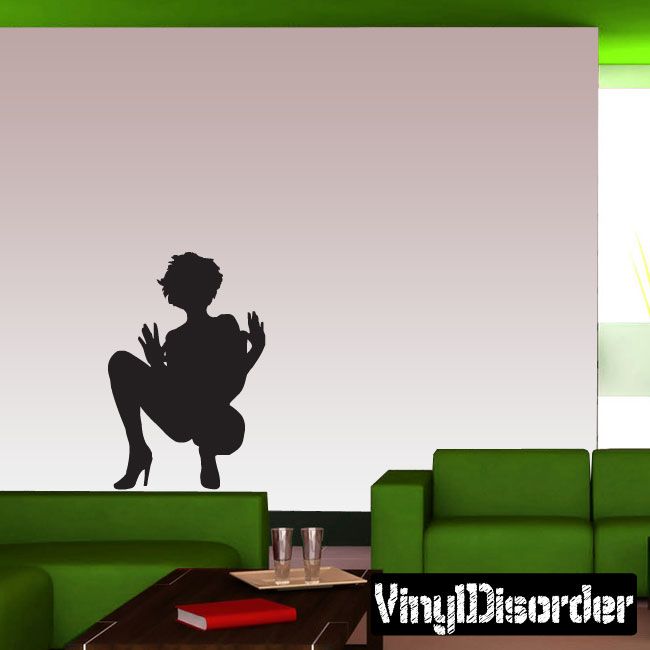 Black woman silhouette vinyl wall decal with raised jazz hands pose