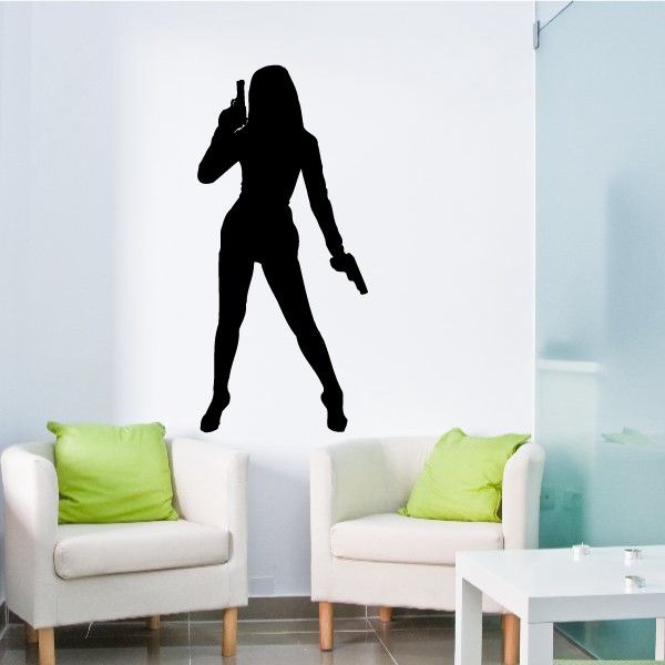 Image of Woman with Pistols Decal