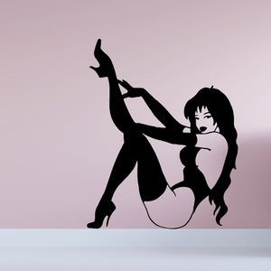 Woman silhouette wall decal, black vinyl of dancing figure in profile