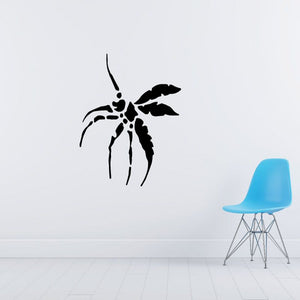 Woodcut style flying bug decal, black silhouette
