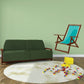 Wooden beach chair sticker with blue fabric seat and brown wooden frame