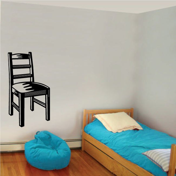Wooden chair wall decal with black outline chair design