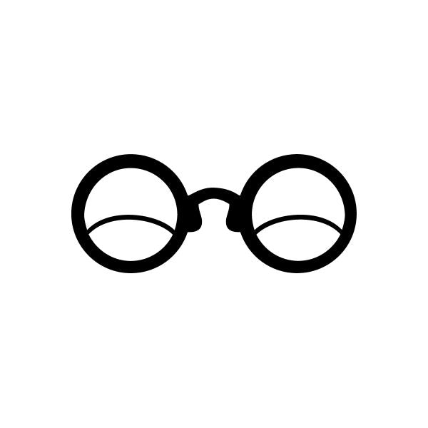 Round work glasses decal, black outline safety glasses