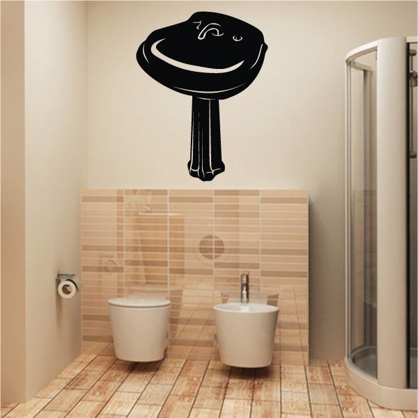 Black faucet and sink silhouette wall decal