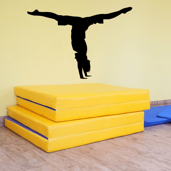 Workout fitness wall decal: black handstand silhouette