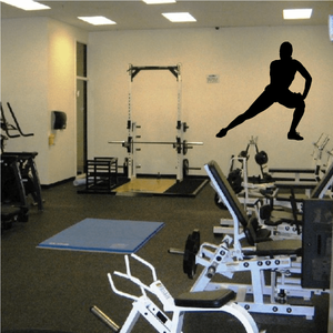 Workout stretching wall decal with black lunge silhouette