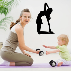 Black yoga wall decal vinyl with seated pose silhouette