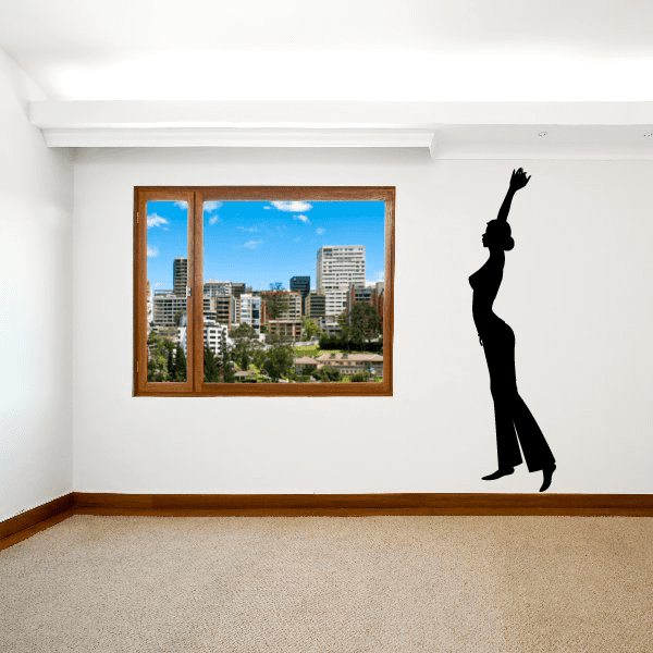 Yoga wall decal vinyl sticker, black silhouette of a woman in a yoga pose