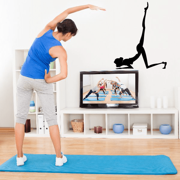 Black yoga wall decal vinyl sticker with a standing yoga silhouette