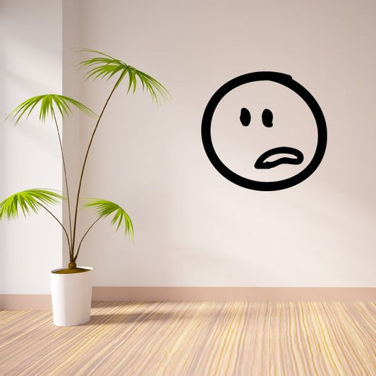 Image of Worried Emoticondoodle Wall Decal - Vinyl Decal - Car Decal - Id005