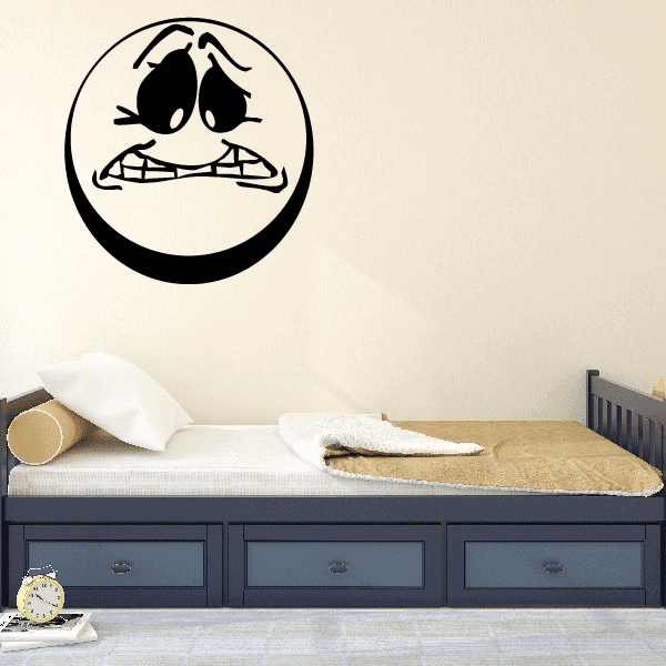 Worried moon decal: black cartoon face in a round outline