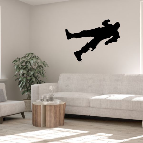 Black wounded soldier silhouette wall decal