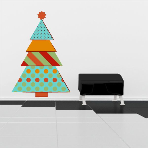 Image of Wrapping Paper Christmas Tree Sticker