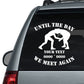 Wrestling memorial car decal with white text 'UNTIL THE DAY' and 'WE MEET AGAIN'
