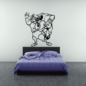 Wrestling wall decal vinyl sticker of two grappling wrestlers in black outline