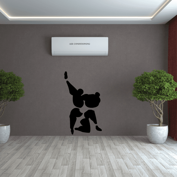 Wrestling wall decal vinyl with black wrestler silhouettes