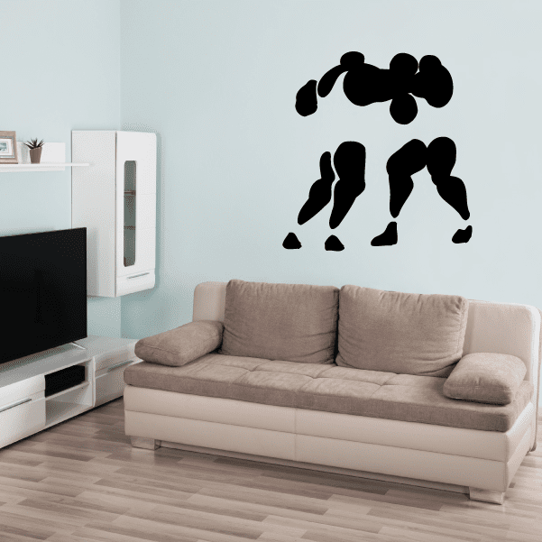 Wrestling wall decal with two black wrestler silhouettes