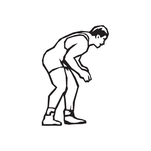 Wrestling wall decal of a black stylized wrestler crouching forward