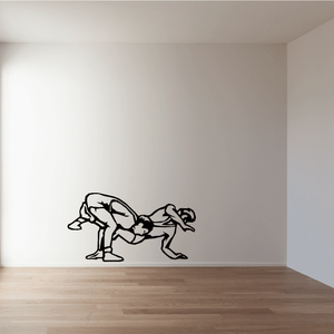 Wrestling wall decal showing two black-outlined grapplers in dynamic pose