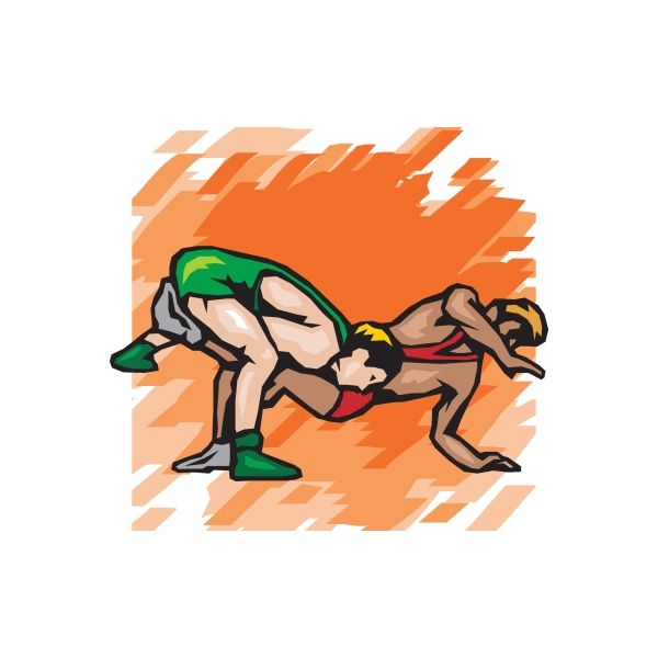 Wrestling wall decal sticker of grappling wrestler in green and black
