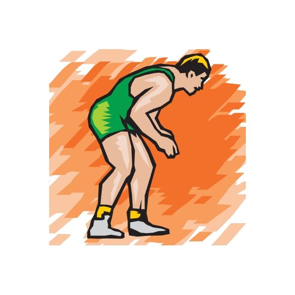 Wrestling wall decal vinyl sticker of a green singlet wrestler with orange flame burst