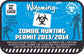 Wyoming zombie hunting permit sticker with biohazard icon, blue text.
