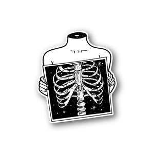 X-ray skeleton vinyl sticker with ribcage X-ray graphic