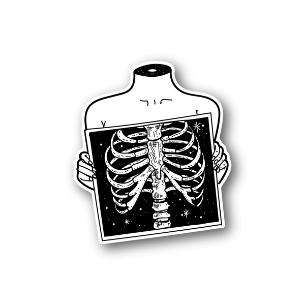 X-ray skeleton vinyl sticker with ribcage X-ray graphic