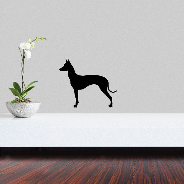 Black dog decal with side-profile silhouette