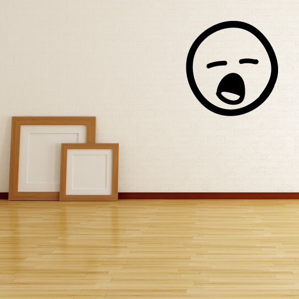 Image of Yawning Emoticondoodle Wall Decal - Vinyl Decal - Car Decal - Id024