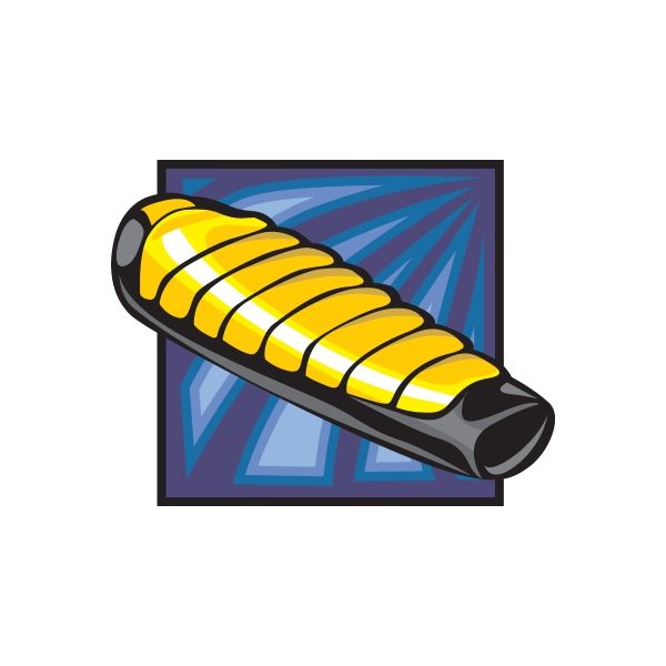 Yellow sleeping bag sticker with black outline and gray bottom detail