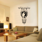 Yin-yang moon and waves decal, black line art with yin-yang center
