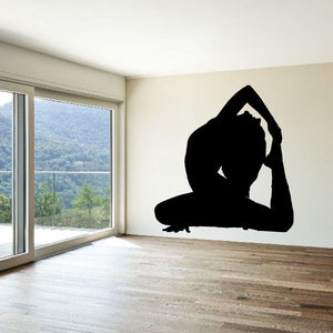 Yoga camel wall decal, black silhouette of yoga pose