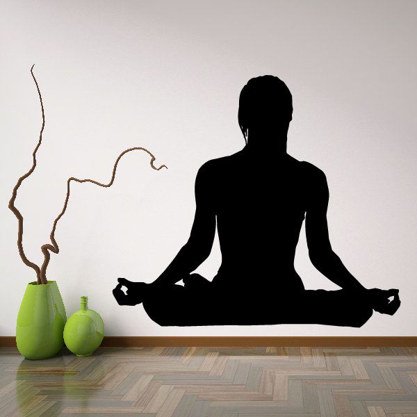 Yoga meditation decal with seated cross-legged figure and flowing line outline